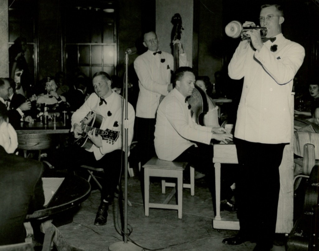 Feather Rhythm Four Combo plays in the Rathskeller during the Centennial Ball on October 9th, 1948 Photo by Bob Madigan