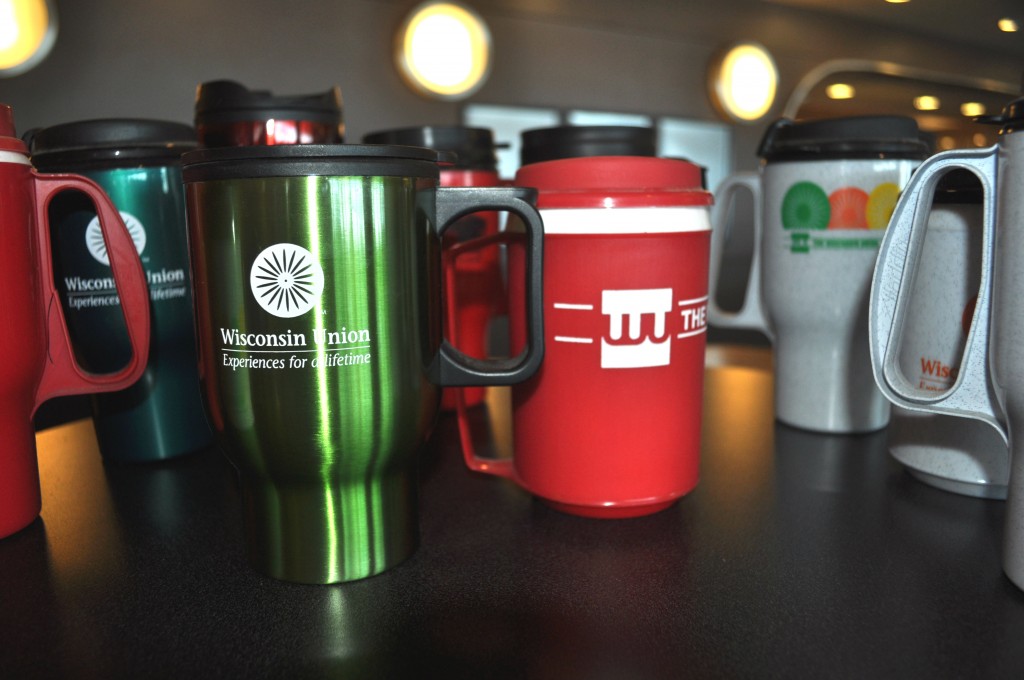 Past and present collide. The current reusable mug, pictured left, stands next to its original ancestor.