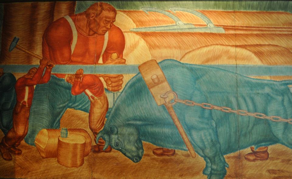 One of the multiple murals that will be put up in the Paul Bunyan Room after construction