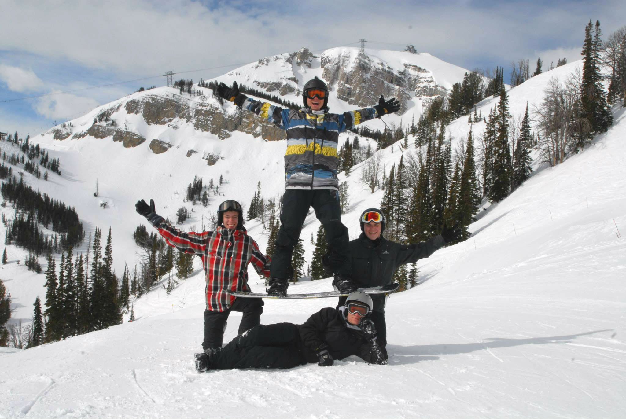 A few mountain-goers pause for a photo-op at last year's trip to Jackson Hole.