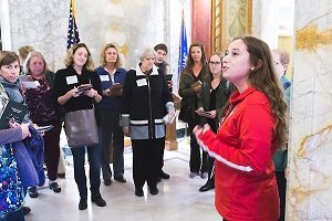 Women speaking at an event showcase