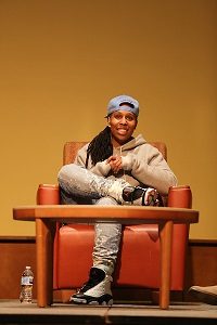 Lena Waithe speaking at a DLS