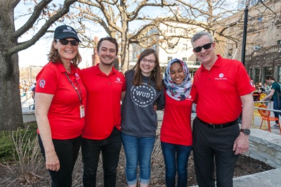susan with student leaders and staff at the terrace